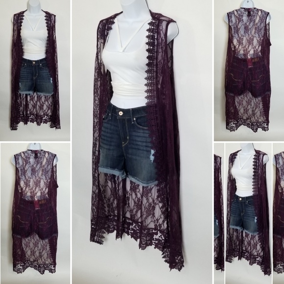 Sleeveless Open Lace Cardigan - Picture 3 of 5